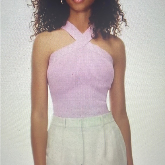 Babaton Pink Ribbed Cross-Back Top - Picture 3 of 4